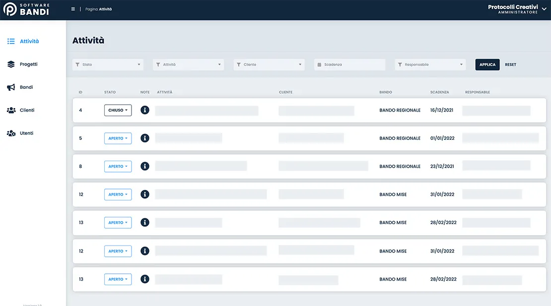 Software gestione bandi