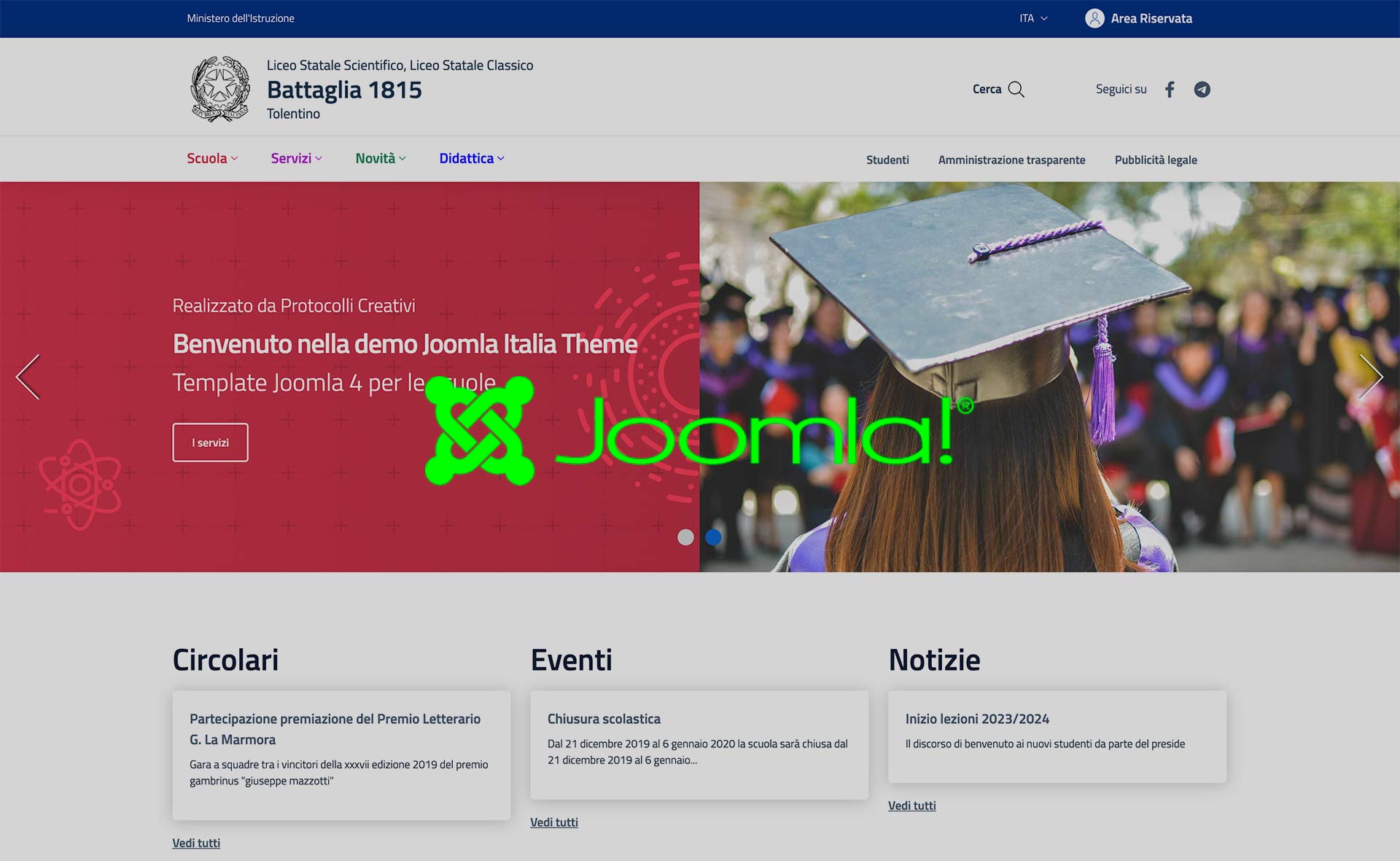 Rilasciato template Joomla 4 Modello Scuole che supera la validazione dell'app scuole per il PNRR