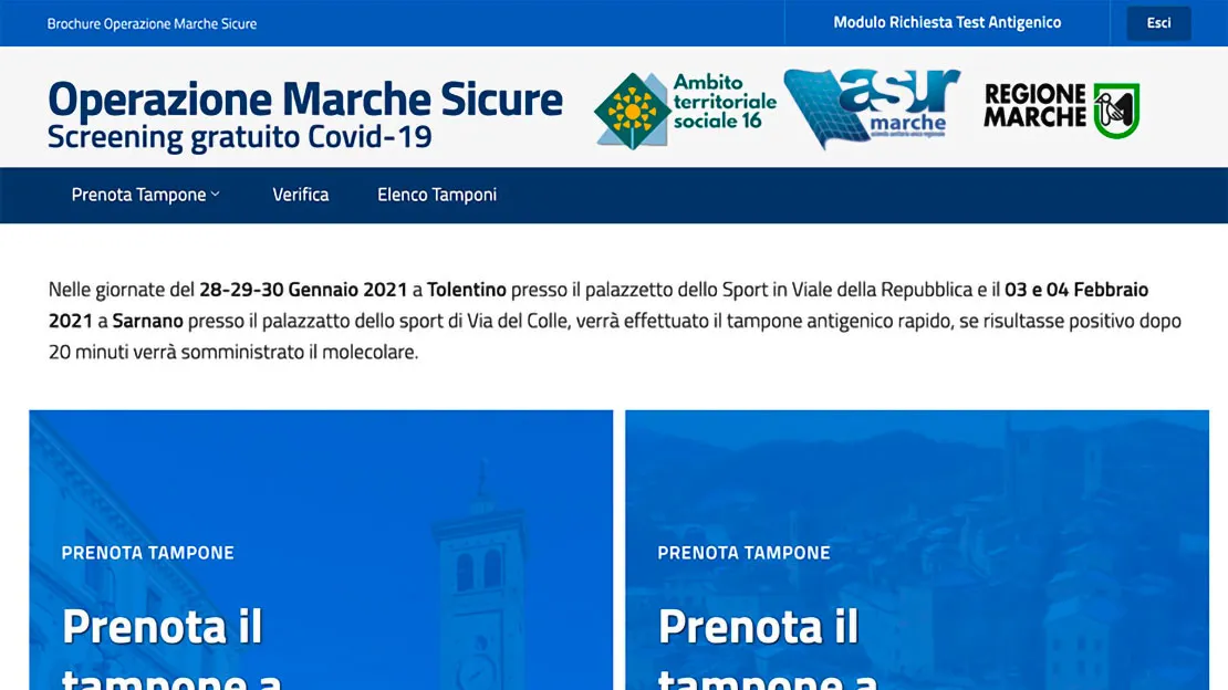 Soluzione integrata per la prenotazione dei tamponi covid-19